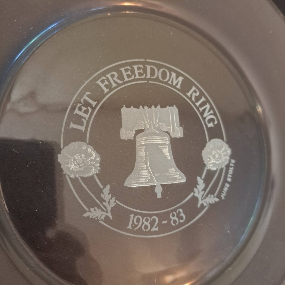 Arcoroc, American 1980's Limited Edition Collector Plates 8in Etched Glass 4 pcs